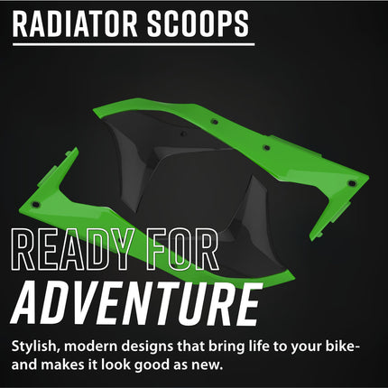 Polisport 8412300001 Radiator Scoops for Kawasaki KX250F 2017-2020 – OEM-Style Durable Green/Black Shrouds for Improved Cooling and Protection