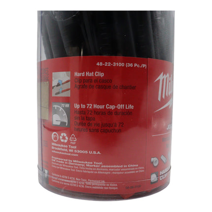 Milwaukee Inkzall Black Fine Point Jobsite Marker – Clog-Resistant Tip, Writes Through Dusty, Wet & Oily Surfaces, Built-In Hard Hat Clip & Lanyard Hole, Anti-Roll Body Design
