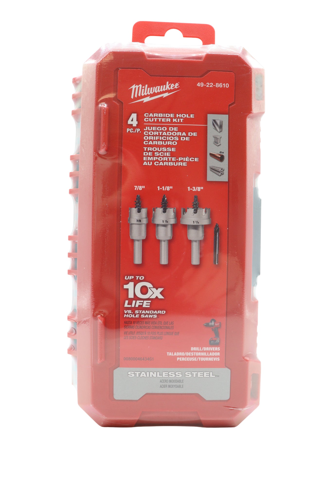 Milwaukee ONE-Piece Carbide Hole Cutter Set 4PC – 7/8", 1-1/8", 1-3/8", 1-3/4" – Up to 5X Life & 50% Faster Cuts in Stainless Steel & Metal - Includes Carrying Case