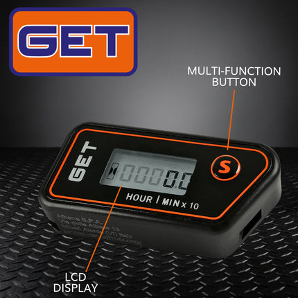 GET GK-GETHM-0002 Wireless Hour Meter - Stick-On Vibration Engine Hour Counter with Resettable Timer - IP68 Waterproof, Made for Motorcycles, ATVs & More