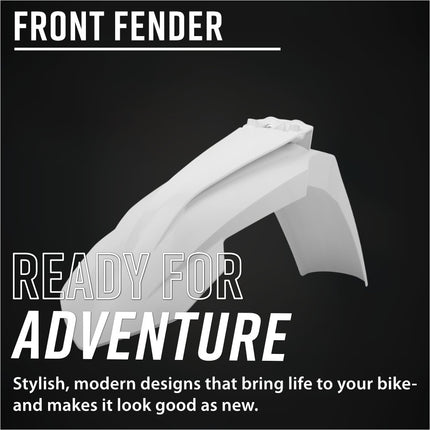 Polisport (MX) Front Fender for KTM SX/SX-F/XC (16-22), XC 250/300 & SX 250 (17-22), EXC/EXC-F/XC/XC-W/XCF-W, XC-W (17-23),XC 125 (21-22) Dirt Bike-OEM Quality, Durable, Flexible, Perfect Fit - White