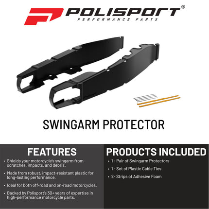 Polisport Motocross Motorcycles (MX) Swingarm Protector for Honda CRF250R (2020-2022), CRF250RX (2020-2022), CRF450R (2019-2022), CRF450RX (2019-2022) Dirt Bikes - Black