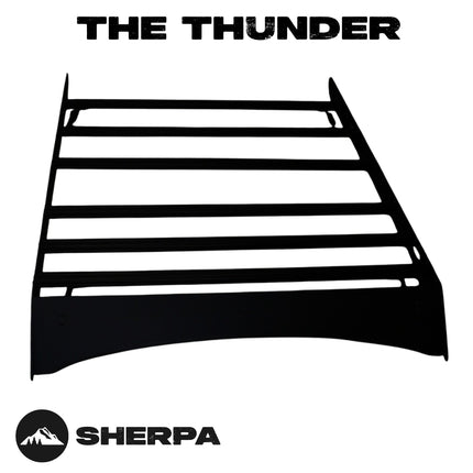 Sherpa 129844 The Grizzly Full Height Roof Rack for Toyota Tundra CrewMax - Full-Length Aluminum, 1/4" Side Panels, Modification Required, Black Textured Powder Coat Finish