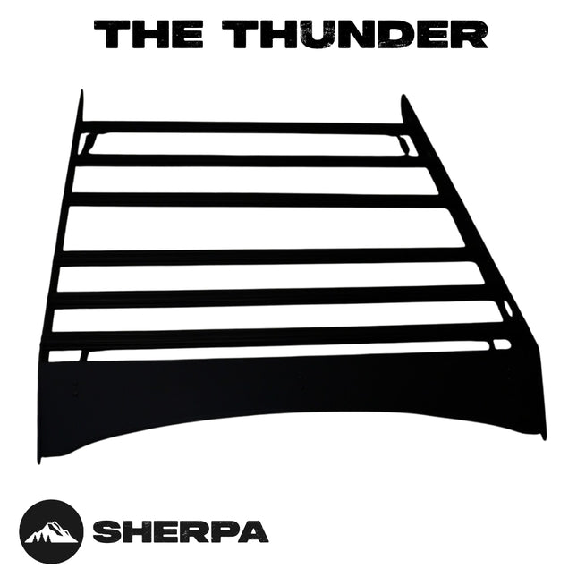 Sherpa 129844 The Grizzly Full Height Roof Rack for Toyota Tundra CrewMax - Full-Length Aluminum, 1/4" Side Panels, Modification Required, Black Textured Powder Coat Finish