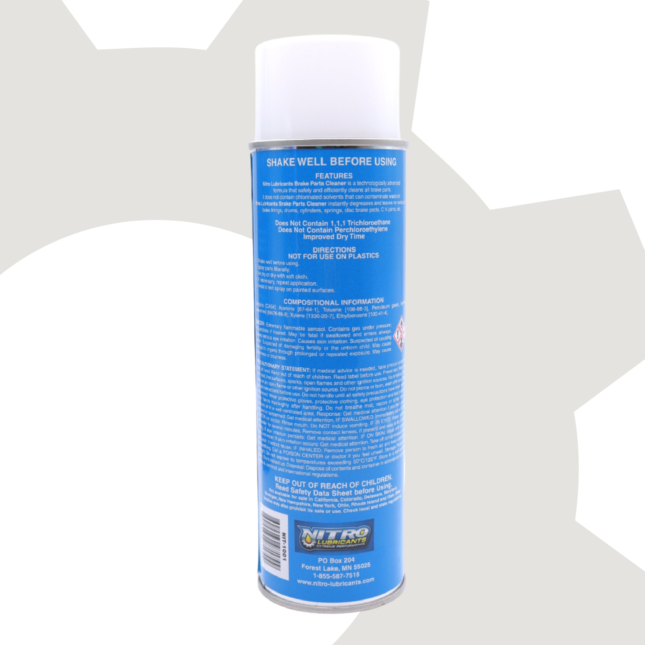 Nitro Lubricants Brake Cleaner – Fast-Drying, Non-Chlorinated Formula Removes Grease, Oil, Tar, and Brake Fluid – Residue-Free Performance – 12oz – Made in USA (2-Pack)