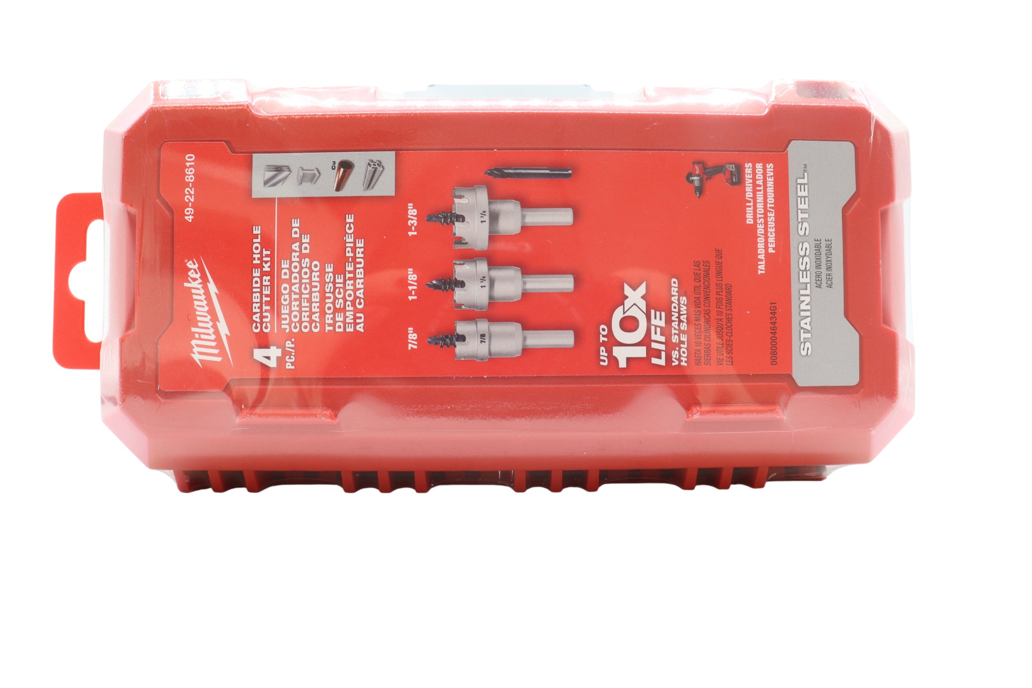 Milwaukee ONE-Piece Carbide Hole Cutter Set 4PC – 7/8", 1-1/8", 1-3/8", 1-3/4" – Up to 5X Life & 50% Faster Cuts in Stainless Steel & Metal - Includes Carrying Case