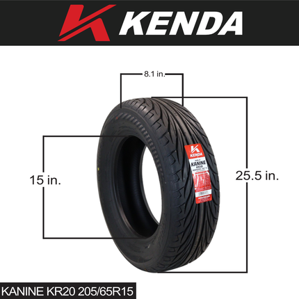 Kenda Kanine KR20 205/65R15 92T 4-Ply Rear Tire (KBO-001 04KR2004),Radial Tubeless Tire for Can-Am Spyder and Three-Wheeled Autocycle Applications, DOT and E-Mark Approved, Includes Keychain