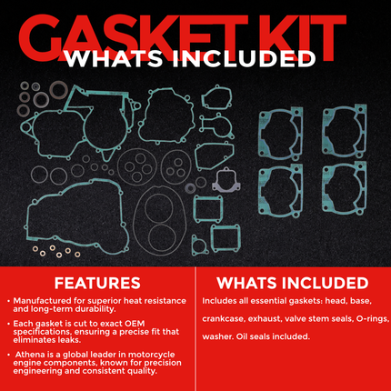 Athena P400060900019 Complete Gasket Kit for Beta RR 250, 300 & 350  2013-2026 – Premium Full Engine Gasket Set with Oil Seals, O-rings, and High-Performance Seals for Complete Engine Rebuilds.