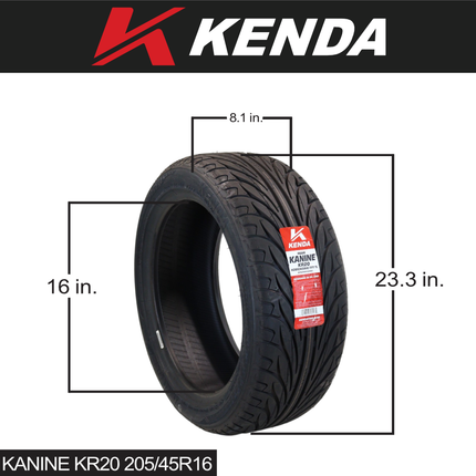 Kenda Kanine KR20 205/45R16 77T 4-Ply Rear Tire (KBO-001 04KR2003), Radial Tubeless Tire for Can-Am Spyder and Three-Wheeled Autocycle Applications, DOT and E-Mark Approved, Includes Keychain