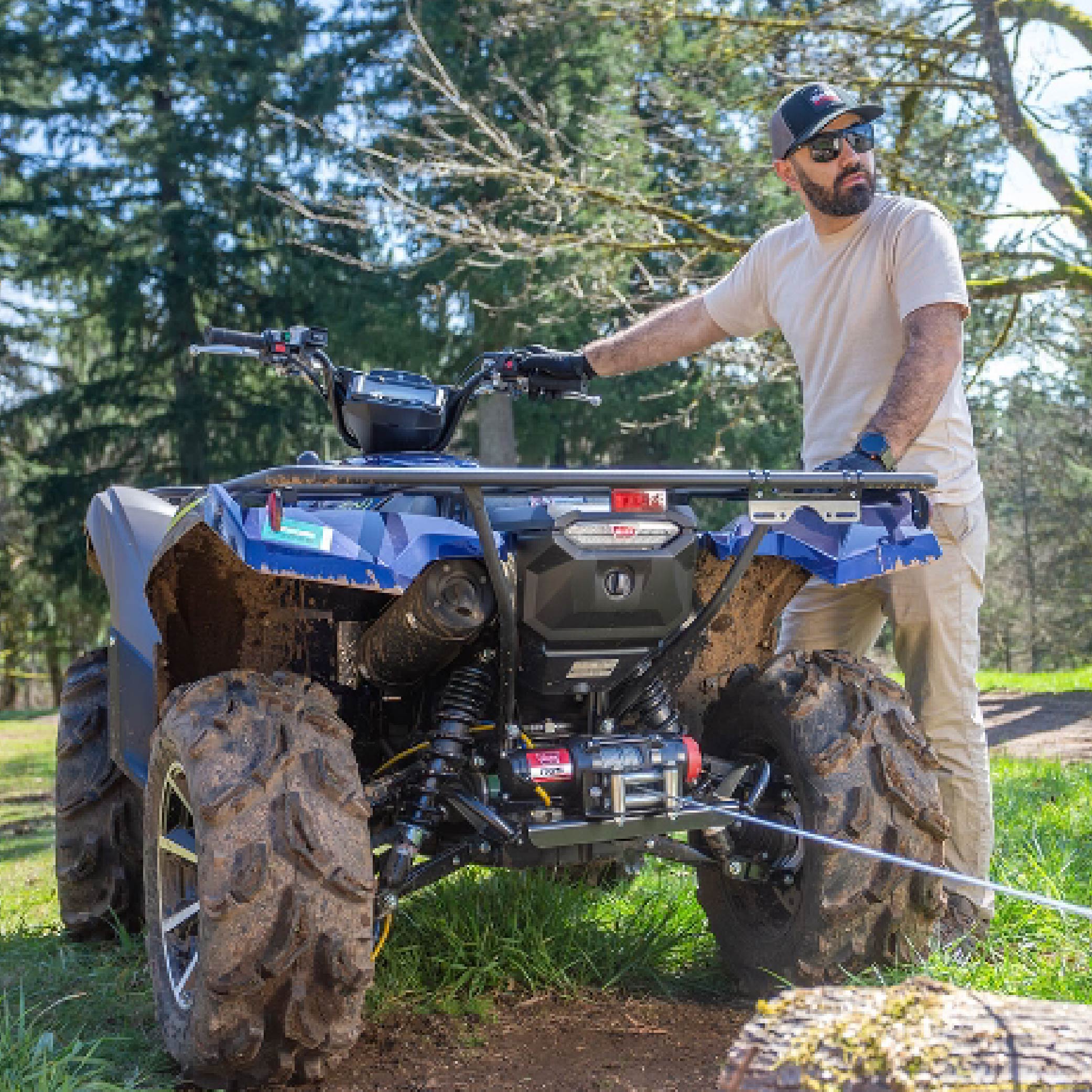 Warn R25 Wire Rope Winch – 2,500 lb Pulling Capacity, equipped with 50’ of 3/16” steel rope & remote-mounted rocker switch - Roller fairlead for ATV, UTV, Side by Side, and SXS Recovery & Towing