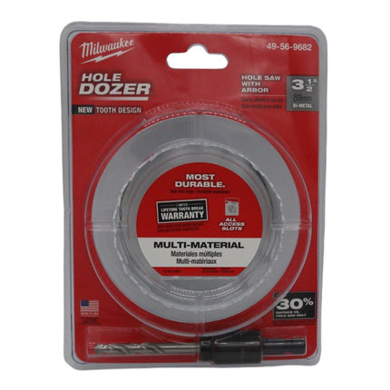 Milwaukee 49-56-9682 Hole Dozer 3-1/2 in. Bi-Metal Hole Saw with 3/8 in. Arbor and Pilot Bit, 3.5 Teeth Per Inch, 1-5/8 in. Cutting Depth