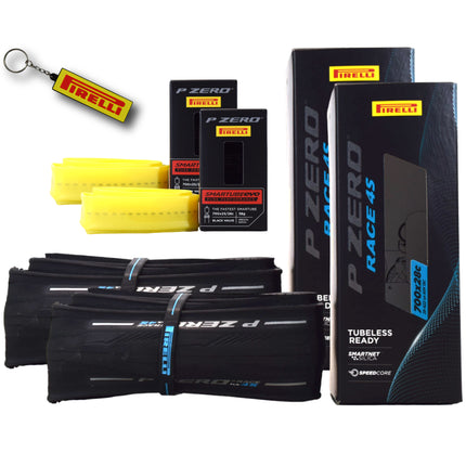 Pirelli P ZERO Race 4S 28-622(700x28c) & SmarTUBE 25/28-622 700C Road Bike Tire & Tube Set-Tubeless Ready, All-Season Performance, High Grip & Durability, Bicycle Tube&Tire Set- w/Keychain (2 Pk)