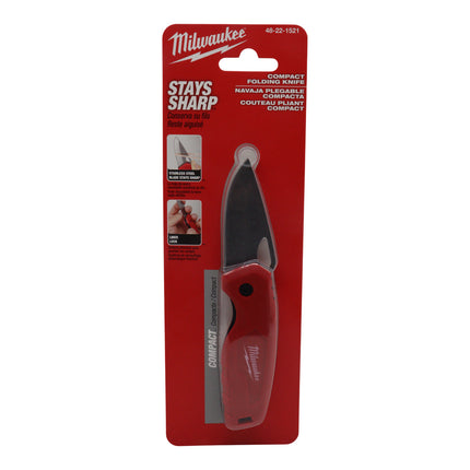 Milwaukee 48-22-1521 Compact Folding Knife with 2.5 in. Stainless Steel Blade - Compact for Pocketed Carry