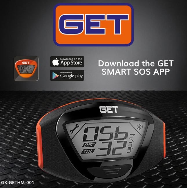 GET GK-GETHM-0001 Smart SOS Wireless Hour Meter & Crash Alert System, Bluetooth Engine Hour Counter with GPS Emergency Notifications, Maintenance Tracking, IP67 Waterproof for Dirt Bikes, ATV & UTV
