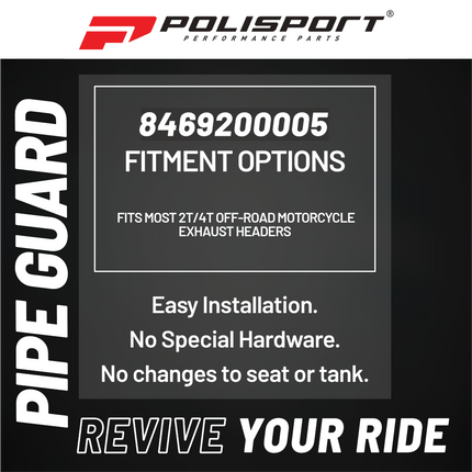 Polisport 8469200005 Armadillo Pipe Guard – Fits 2T/4T Exhaust Headers – Flexible, Heat‑Resistant Exhaust Protection for Off‑Road Motorcycles – Grey