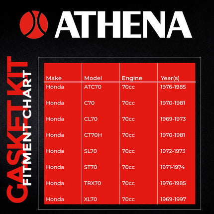 Athena P400210850073 Full Gasket Kit for Honda ATC 70 1977‑1985 – High‑Quality Engine Gasket Set for Reliable Rebuilds (Oil Seals Not Included)