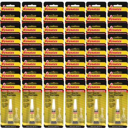 Dynatex 0.07 oz Super Glue Gel - No-Run Formula, Instant Bond, Bonds Metal Plastic Rubber Glass, Clear Permanent, Vertical Surfaces (48-Pack)