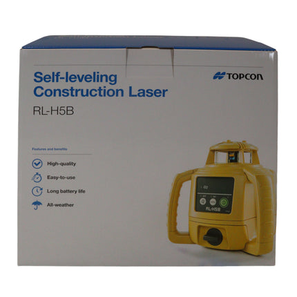 Topcon RL-H5B Self-Leveling Horizontal Rotary Laser Level Complete Kit - Includes LS-80X Receiver, Holder 6 Clamp, 1030652-01 Aluminum Tripod - 400m Range, ±20 Arc Seconds Accuracy, IP66 Rated