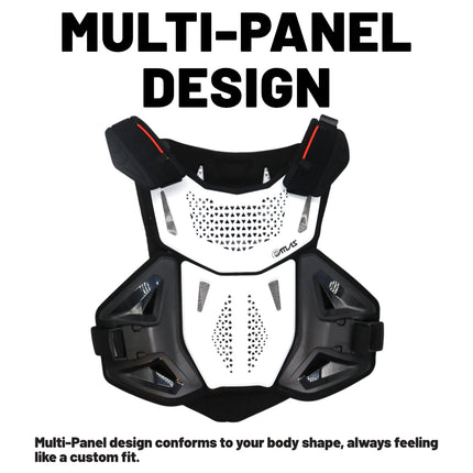 Atlas Defender 2.0 Chest & Back Protector - White L/XL - Multi-Panel Hardshell Roost Guard - CE EN 1621-3 Level 1 Chest / EN 1621-2 Level 1 Back - MX Dirt Bike Off-Road Body Armor