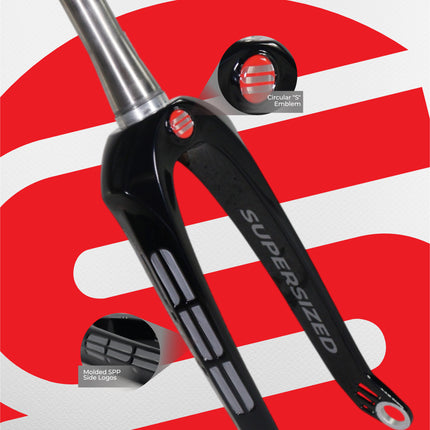 Syndyt SPP Supersized Ultra-High Modulus Carbon Fiber Pro Forks - Black Titanium (20 inch) - Fork Offset: 32 mm,  1‑1/8″ steerer tapering to 1.5″ Titanium Steerer Extruded and CNC‑Machined
