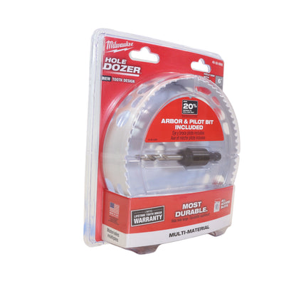 Milwaukee 6-Inch Hole Dozer Bi-Metal Hole Saw with Arbor – Reinforced Backing Plate & Plug Jack Ejection Slots – Ideal for Wood, Metal, PVC, Drywall & Plastic Cutting Applications