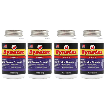 Dynatex Ceramic Disc Brake Grease 8 oz Tub - Synthetic High-Temp -40°F to 3000°F, EPDM Rubber Safe, Anti-Wear Anti-Corrosion Protection (4-Pack)