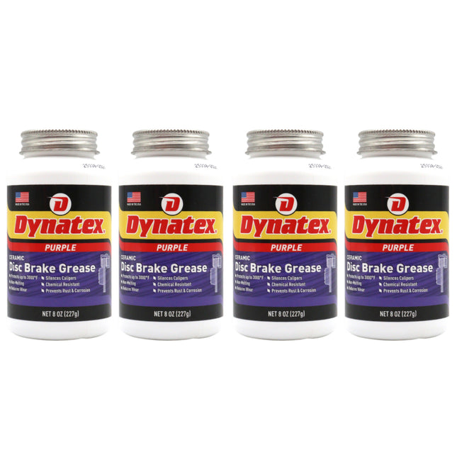 Dynatex Ceramic Disc Brake Grease 8 oz Tub - Synthetic High-Temp -40°F to 3000°F, EPDM Rubber Safe, Anti-Wear Anti-Corrosion Protection (4-Pack)