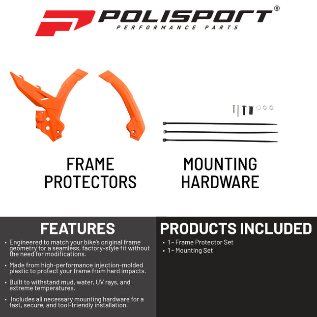 Frame Protector Guard for KTM XC XC-F 125 250 300 350 450 2023 2024 Motorcycle Plastic Frame Guards Covers Protection Set Orange Left Right Pair Dirt Bike