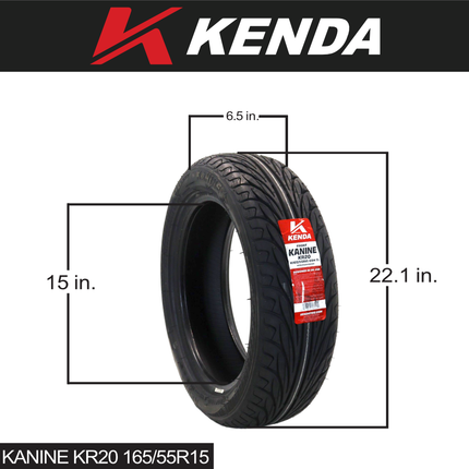 Kenda Kanine KR20 165/55R15 69H (x2) Front & 205/45R16 77T Rear Tire Bundle, Radial Tubeless Tires for Can-Am Spyder & Three-Wheeled Autocycle Applications, DOT and E-Mark Approved, Includes Keychain