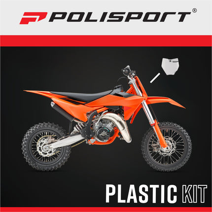 Polisport 8666200001 OEM Quality White Front Number Plate for KTM 85 SX (2018–2024), Injection?Molded Ultra?Lightweight Durable Plastic with Perfect OEM Fit and Glossy Finish