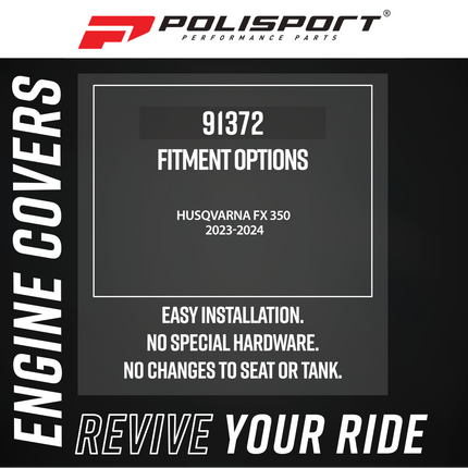 Polisport 91372 Engine Covers Protection Kit for Husqvarna FX 350 23-24 PA6 Clutch & Ignition Cover Guards with Water Pump Protection, Impact Resistant,  Easy Install