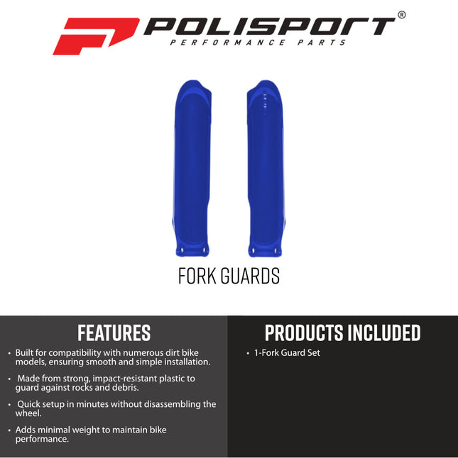 Polisport 8352300009 OEM‑Quality Blue Fork Guards for Yamaha YZ450F (2023→) and YZ250F (2024→) – Durable Injection‑Molded Plastic with Perfect OEM Fit and High‑Gloss Finish