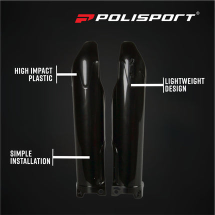 Polisport 8351800002 Fork Guards for Kawasaki KX250F KX450F 2009 and Newer – OEM‑Style Durable Black Lower Fork Protectors