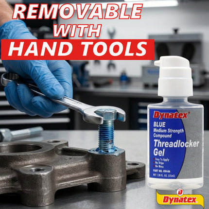 Dynatex Blue Medium Strength Threadlocker 8.5 oz Bottle - Removable with Hand Tools, Locks Fasteners on Metal, Vibration Resistant, Solvent Resistant (2-Pack)