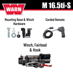 WARN 97740 16.5TI-S Electric 12V Heavyweight Winch with Spydura Pro Synthetic Cable Rope: 3/8" Diameter x 80' Length, 8.25 Ton (16,500 lb) Pulling Capacity