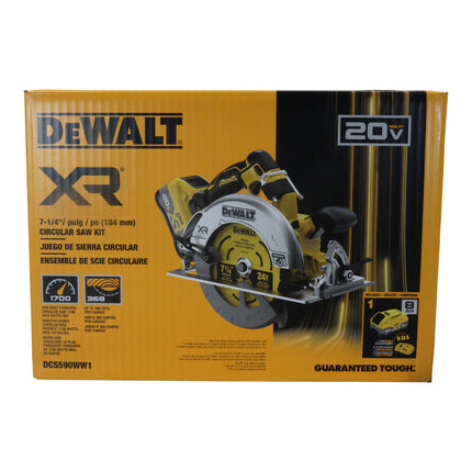 DEWALT DCS590WW1 20V MAX Lithium-Ion 7-1/4 in. Cordless Circular Saw Kit with 8.0 Ah Battery, Charger and Kit Bag