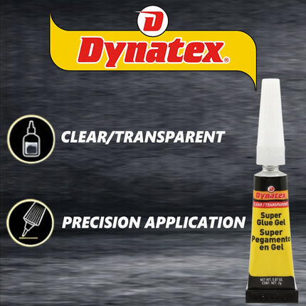 Dynatex 0.07 oz Super Glue Gel - No-Run Formula, Instant Bond, Bonds Metal Plastic Rubber Glass, Clear Permanent, Vertical Surfaces (48-Pack)