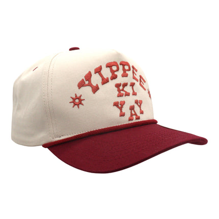 Sendero Provisions Co. Yippee Ki Yay Hat - Structured 5-Panel Snapback Rope Hat with Embroidered Design, Braided Rope Accent, Cotton Twill, Adjustable Fit, Western Style Outdoor Cap