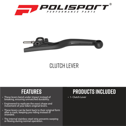 Polisport 8506800001 APT Clutch Lever Fits KTM SX85 2021‑2026 – Black Unbreakable Composite + Stainless‑Steel Core OEM‑Feel Clutch Lever