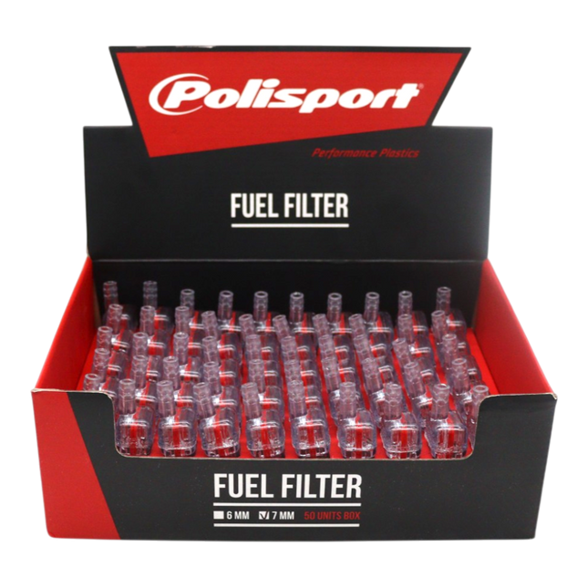 Polisport 84520 Fuel Filter 7mm – Box of 50 Pieces  Universal In‑Line Gas Filter for Small Engines, Dirt Bikes, ATVs, Scooters, and Motorcycles