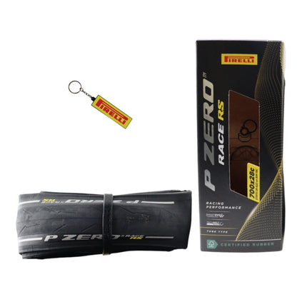 Pirelli P Zero Race RS 700x28 Black Folding Bicycle Tire - High Performance Road Tire Fast Rolling Superior Grip Durable Design for Racing Training and Long Distance Riding with Keychain