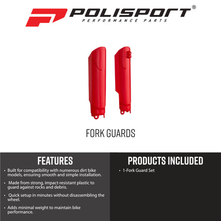 Polisport 8351700003 Fork Protectors for Honda CR125 CR250 2004?2007 and CRF250R CRF450R 2004 and Newer – Durable OEM?Style Red Front Fork Guards