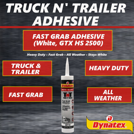 Dynatex Truck N Trailer White Flexible Sealant 10.1 oz Caulk Tube - Ultra Synthetic, Primerless Adhesion, All-Weather, High Strengh, Permanent Elastic Seal (8-Pack)