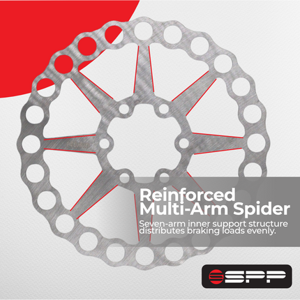 Syndyt SPP Holy Rotor Supersized 140mm Heat-Treated Lightweight Stainless Steel Disc Brake Rotor for BMX Race Bikes, Standard 6 Bolt ISO Mounting Pattern, Includes 6 Steel Rotor Bolts