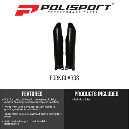 Polisport 8351800002 Fork Guards for Kawasaki KX250F KX450F 2009 and Newer – OEM‑Style Durable Black Lower Fork Protectors