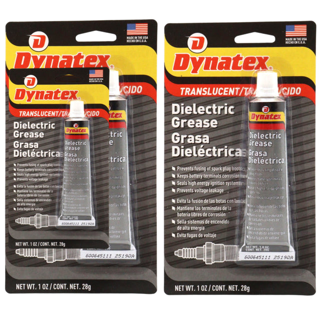 Dynatex Dielectric Grease 1 oz Tube - Silicone-Based, High Temp Vacuum & Water Resistant, Protects Electrical Connections, Non-Hardening (2-Pack)