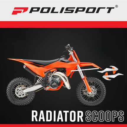 Polisport 8417900004 Radiator Scoops for KTM SX65 2016 -2023 – OEM 2019 Style Durable White/Orange Shrouds