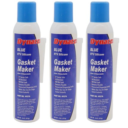 Dynatex Blue RTV Silicone Gasket Maker 8 oz Automatic Can - Oxygen Sensor Safe, OEM Specs, Gear Oil Resistant, Oil/Water Resistant, Made in the USA (3-Pack)