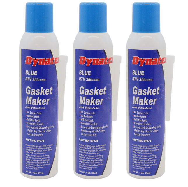 Dynatex Blue RTV Silicone Gasket Maker 8 oz Automatic Can - Oxygen Sensor Safe, OEM Specs, Gear Oil Resistant, Oil/Water Resistant, Made in the USA (3-Pack)