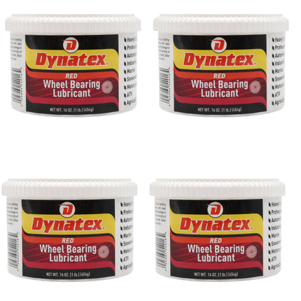 Dynatex Hi-Temp Wheel Bearing Grease 16 oz Tub - Lithium Complex NLGI #2, Dropping Point >500 Degrees F, High EP & Anti-Wear, Multi-Purpose (4-Pack)
